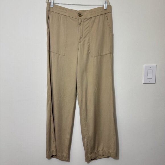 LOFT Women’s Wide Leg Pants Size 12 High Rise Pockets 100% Lyocell - Picture 1 of 6